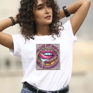 White Graphic Tee with Colorful Print